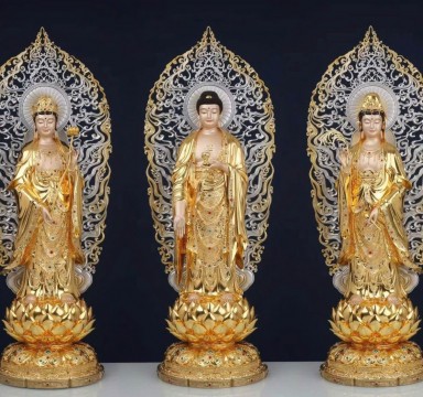 Tôn Tượng Tây Phương Tam Thánh Đồng Men Cổ cao cấp S2